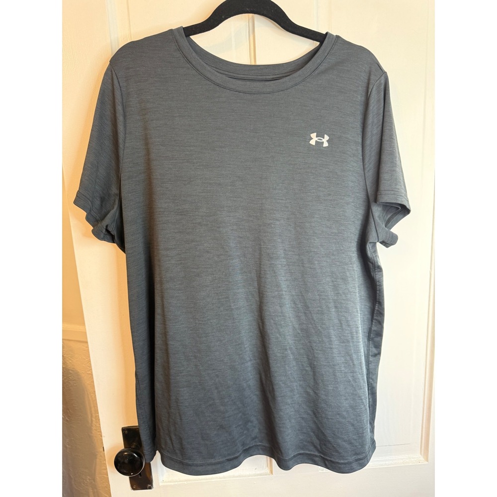 Under Armour HeatGear Mens 1X Gray Heathered Loose Fit Short Sleeve Training Tee